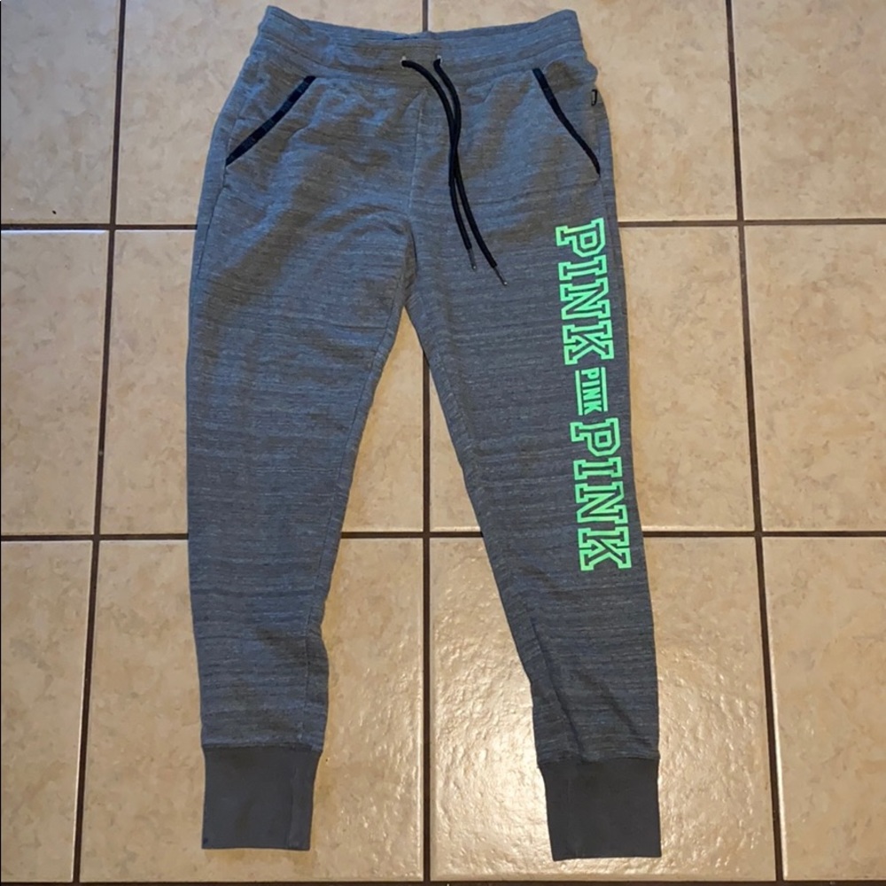 NEW PINK VICTORIA’S Secret Gray Joggers SZ SM